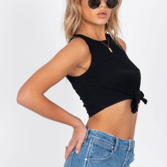 Princess Polly White Noise Tie Up Top Black - Picture 2 of 2